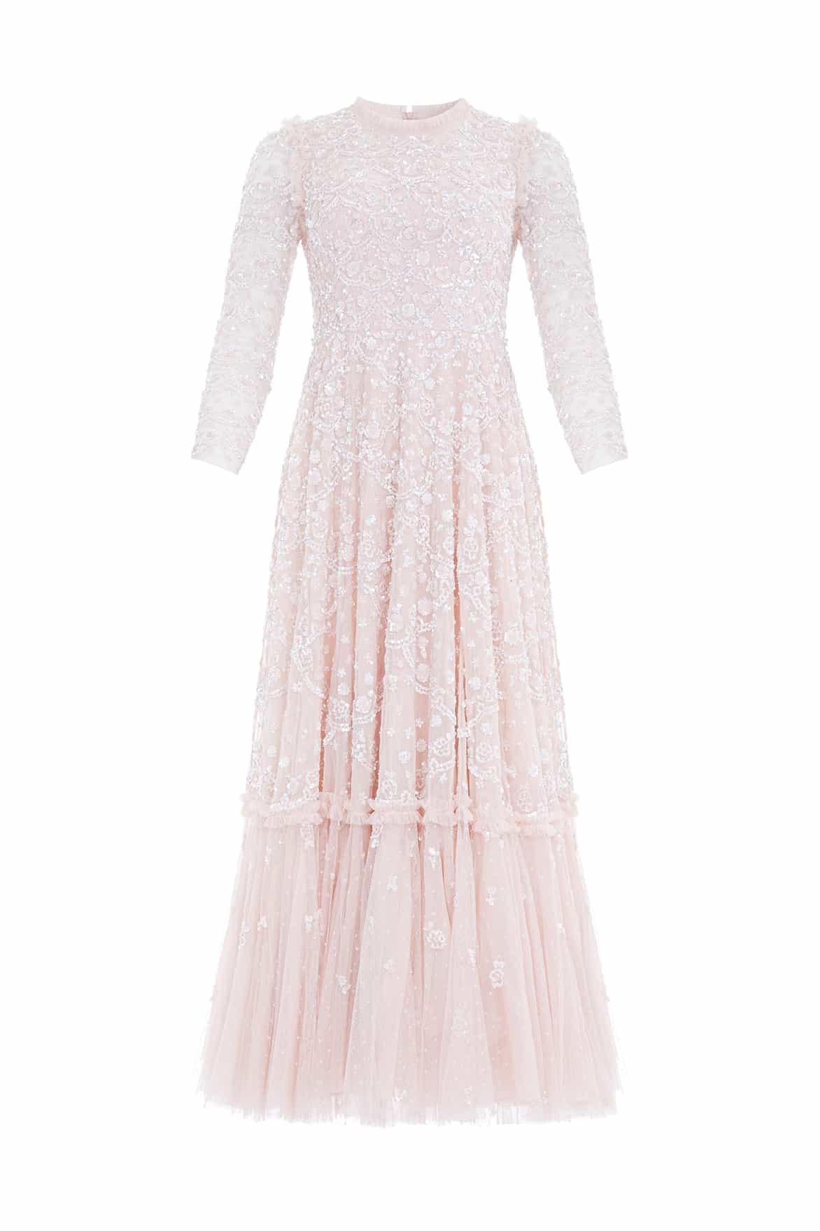 Alina Sequin Ankle Gown – Pink | Needle & Thread