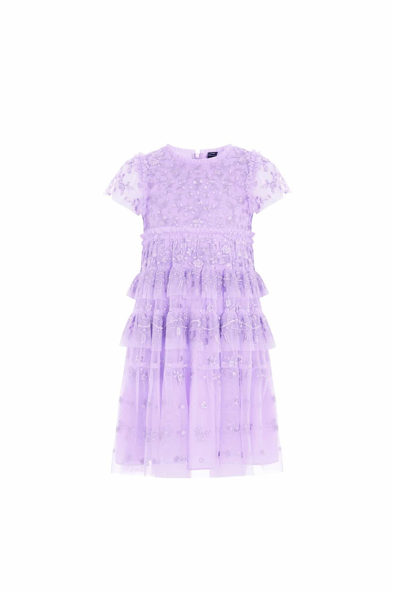 Angelica Lace Kids Dress – Purple | Needle & Thread