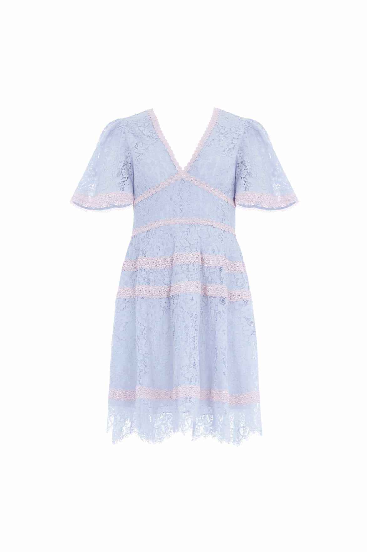 Lace Primrose Micro Mini Dress – Blue | Needle & Thread
