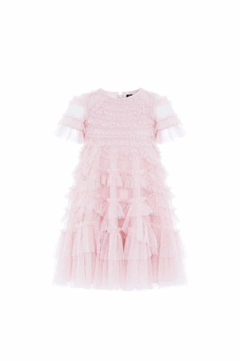 Marilla Ruffle Kids Dress – Pink | Needle & Thread