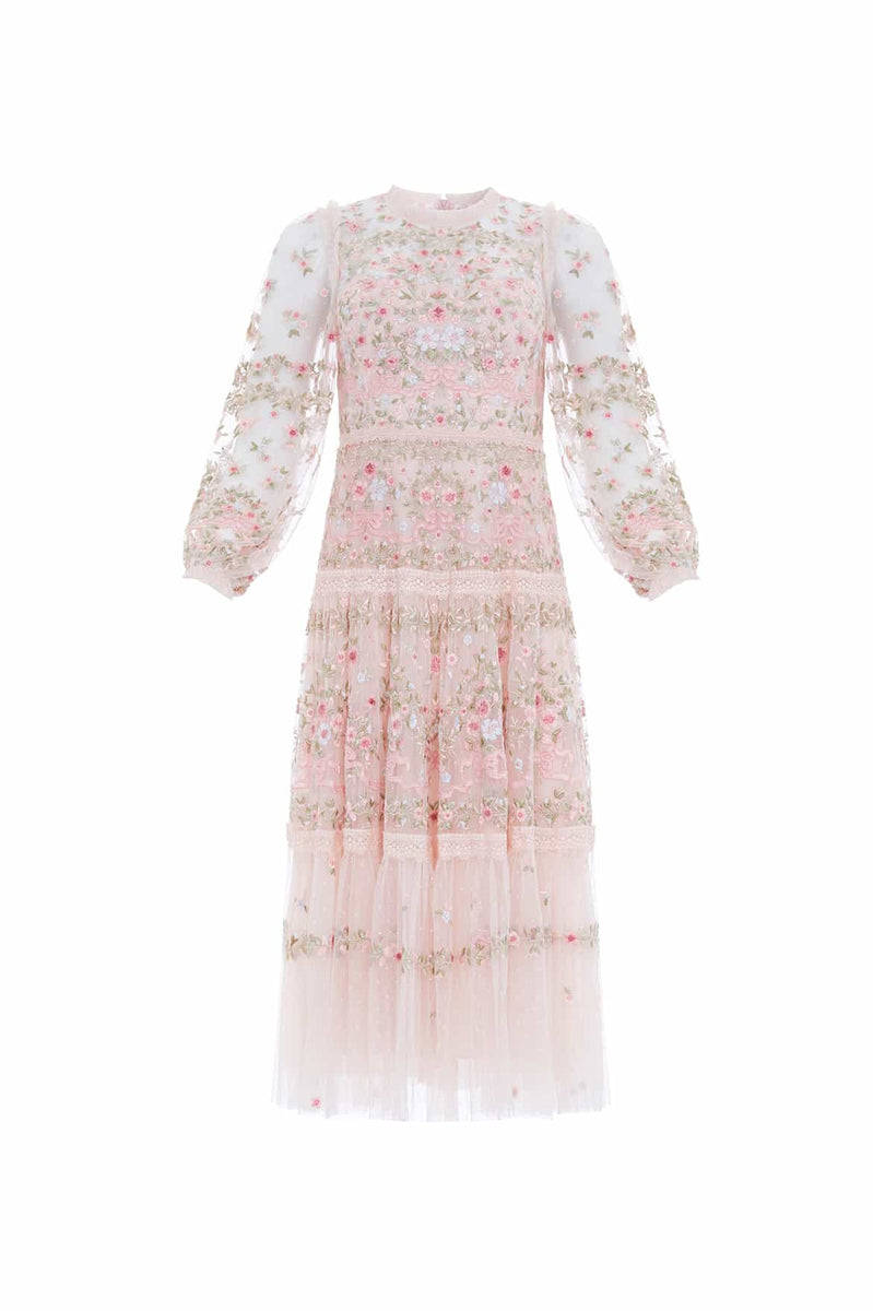 Ribbon Bouquet Midaxi Dress – Pink | Needle & Thread