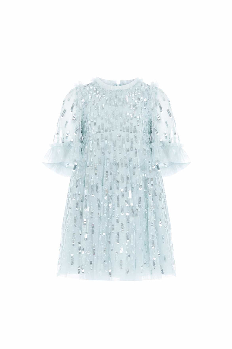 Sequin Dash Kids Dress – Blue | Needle & Thread