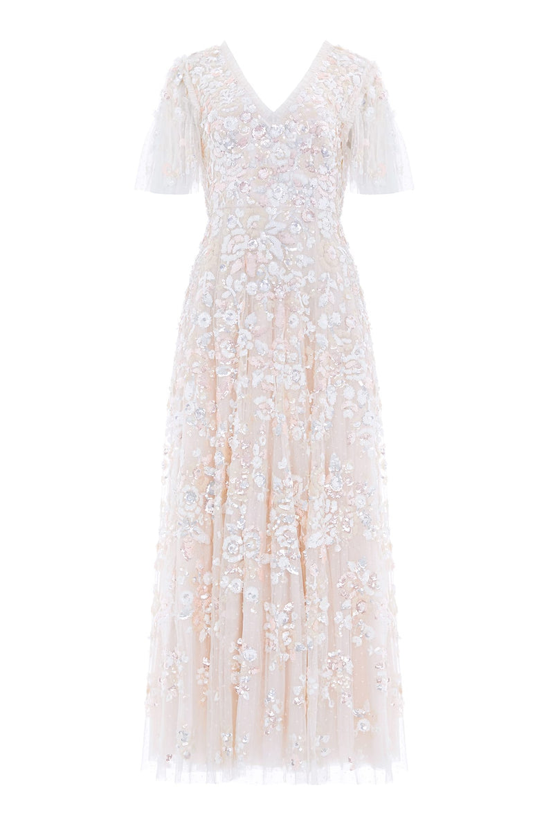 Sequin Paradise Short Sleeve Gown – Champagne | Needle & Thread