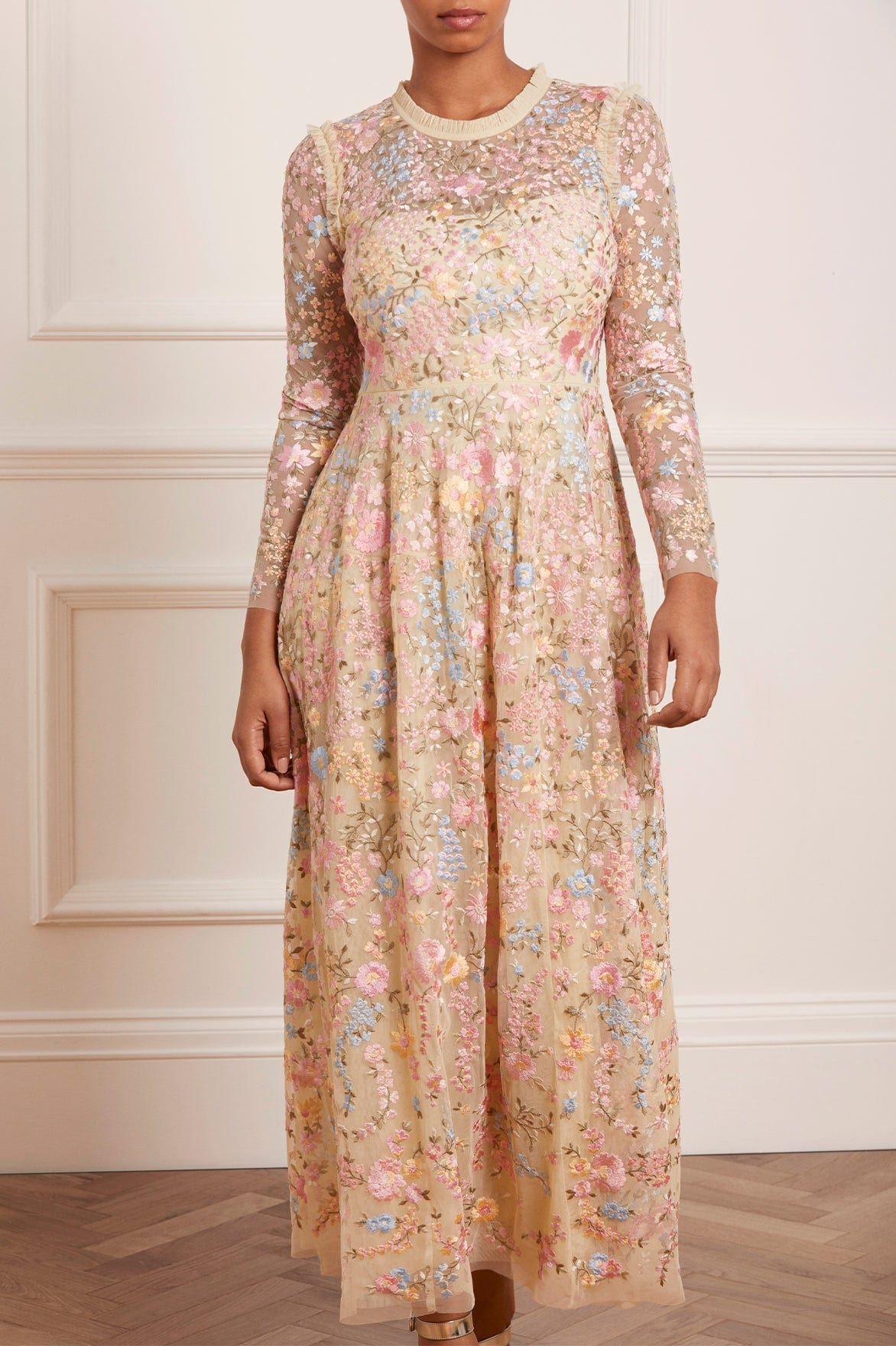 Long sleeve floral clearance gown